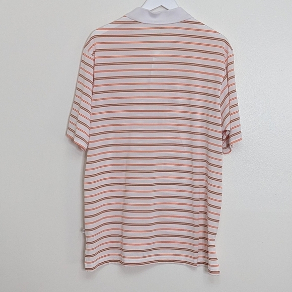Adidas Golf Polo Men Large White Orange Striped Short Sleeve - Picture 8 of 8